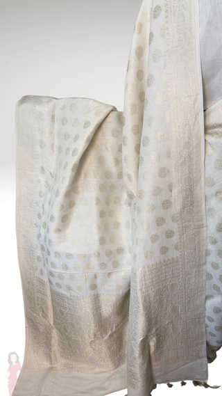 White Pure beneras linen silver zari pastel saree linen saree online usa summer wedding bridesmaid Partywear elegant indian wedding Handloom saree onam saree Christian wedding saree