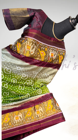 Pure Bandhej Patola pure Silk Saree pure silk saree silk finish with stitched blouse Partywear pooja wear ready to ship Saree USA