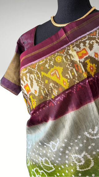 Pure Bandhej Patola pure Silk Saree pure silk saree silk finish with stitched blouse Partywear pooja wear ready to ship Saree USA