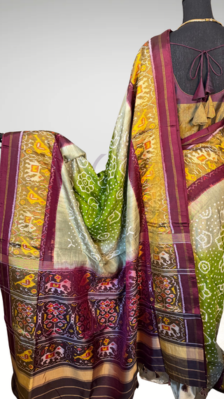 Pure Bandhej Patola pure Silk Saree pure silk saree silk finish with stitched blouse Partywear pooja wear ready to ship Saree USA
