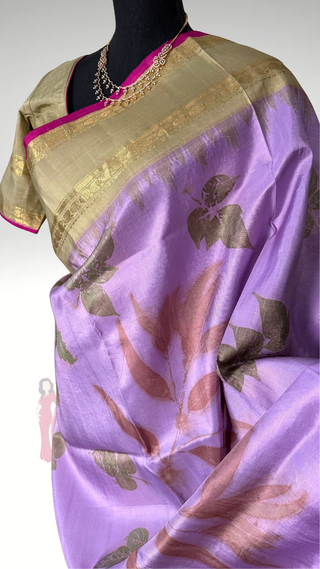 Pure Gadwal Eco Print Handloom silk saree with stitched Blouse Easy drape pure silver zari Indian wedding muhurtam silk bridal blouse online shopping usa