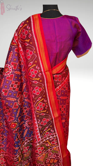 Original PATAN PATOLA Twill Handloom pure silk Patan patola silk saree can be sides   pallu double threaded saree with stitched  blouse