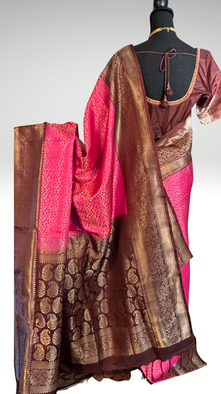Beautiful Pink Pure Soft Silk Saree beautiful double ply Indian Wedding & Bridal Silk Saree ready to ship for bride