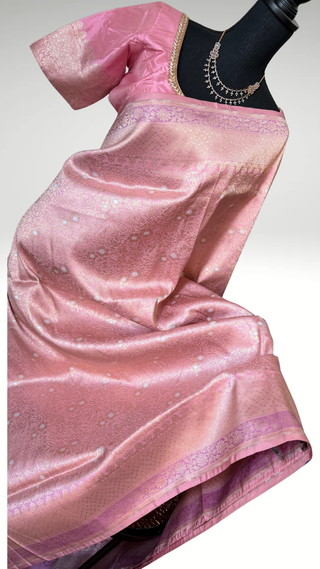 Pastel Pure katan Benerasi Brocade georgette silk saree with stitched  blouse online shopping usa