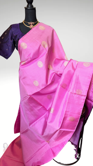 Pure Kanjivaram Handloom pure silk Light Lavender to dark lavender Handloom silk saree pure zari  Muhurtam Wedding Saree with ready to wear ship Blouse Online USA
