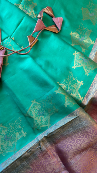 Pure teal blue green soft silk saree online usa Pastel soft silk saree usa