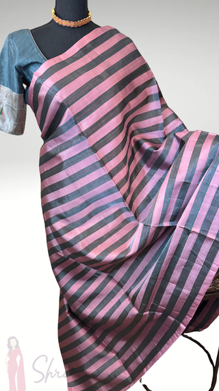 Pure soft silk Grey black silk saree online  soft silk saree usa with pure zari blouse