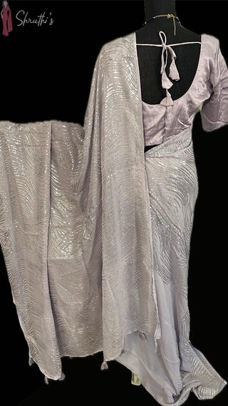 Lavender  sequin saree usa pure georgette sequin saree