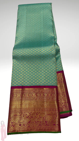 Bridal brocade pastel blue Maroon pure kanchi  pattu with custom blouse  online usa