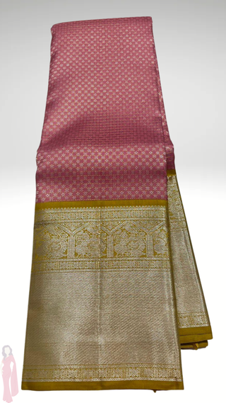 Bridal brocade pastel pink pure kanchi  pattu with blouse  online usa