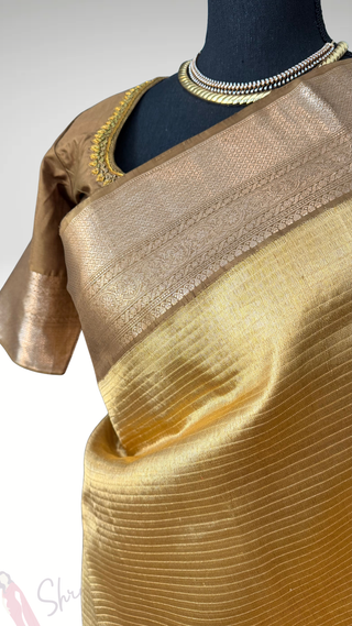 Kalyana pattu wedding Handloom Kanjivaram Gold Tissue  Brocade Pure silk pattumuhurtam saree pure zari Kanjivaram silk saree with prestitched blouse embroidered blouse