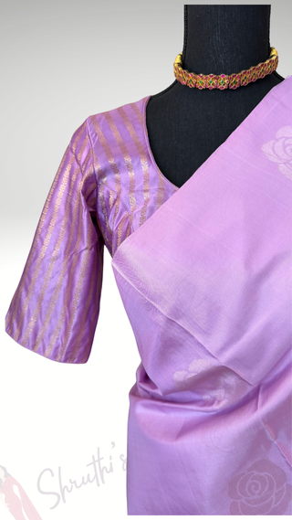 Pure Soft Silk Saree lavender silk saree with embroidered  Stitched Blouse Indian Saree Online USA Ready to Ship Saree Online USA Easy Drape