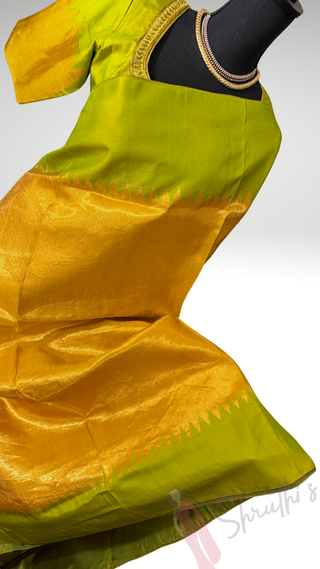Pure Tissue Gold Gadwal with stitched blouse silk  saree pure zari  gold zari silk saree