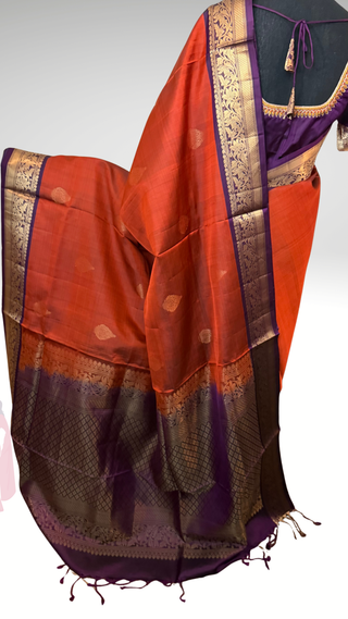 Pure Soft Silk Saree Arakku purple  silk saree with embroidered  Stitched Blouse Indian Saree Online USA Ready to Ship Saree Online USA Easy Drape