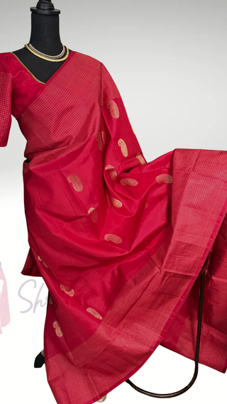 Pure Soft Silk Saree red chili 🌶️ Red  silk saree with embroidered  Stitched Blouse Indian handloom wedding pattu Saree Online USA Ready to Ship Saree Online USA Easy Drape