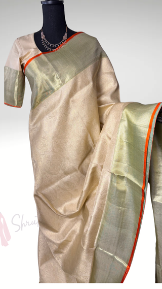 Ven Pattu kanjivaram white pure  Kanchi pattu saree gold silver zari Indian wedding saree pure silk saree with stitched blouse usa online shopping
