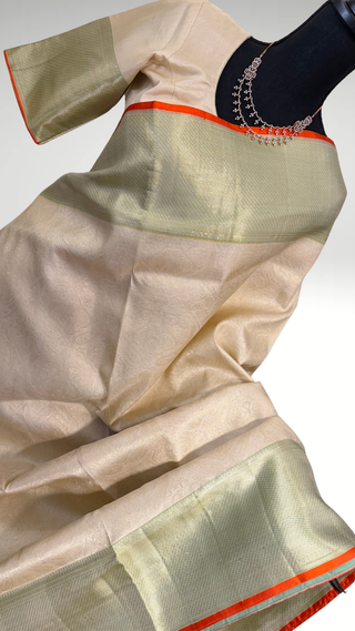 Ven Pattu kanjivaram white pure  Kanchi pattu saree gold silver zari Indian wedding saree pure silk saree with stitched blouse usa online shopping