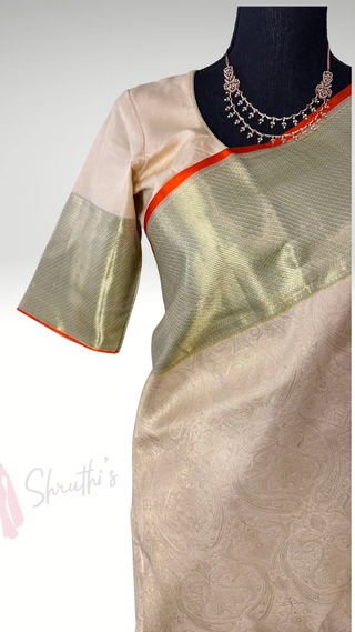 Ven Pattu kanjivaram white pure  Kanchi pattu saree gold silver zari Indian wedding saree pure silk saree with stitched blouse usa online shopping