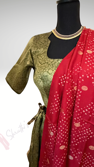 Pure Handloom pure kanjivaram Pavadai Langa Dhavani handdone Bandhini  pavadai lehenga with stitched blouse