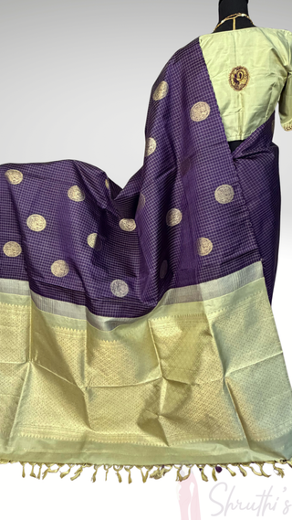 Pure Kanjivaram Handloom pure silk Light Lavender to dark lavender Handloom silk saree pure zari  Muhurtam Wedding Saree with ready to wear ship Blouse Online USA