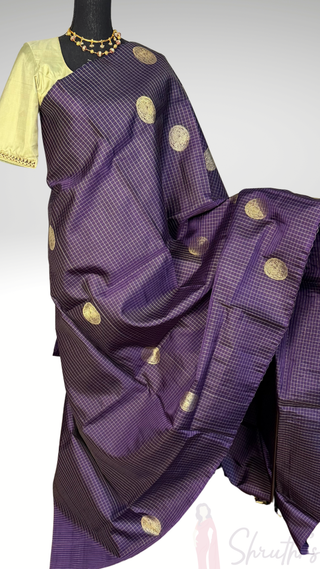 Pure Kanjivaram Handloom pure silk Light Lavender to dark lavender Handloom silk saree pure zari  Muhurtam Wedding Saree with ready to wear ship Blouse Online USA