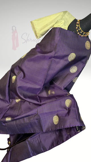 Pure Kanjivaram Handloom pure silk Light Lavender to dark lavender Handloom silk saree pure zari  Muhurtam Wedding Saree with ready to wear ship Blouse Online USA
