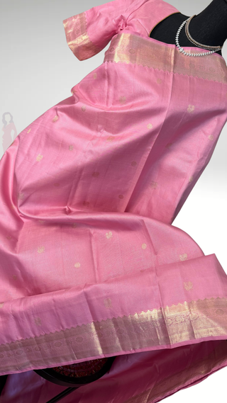 Pure Handloom Kanjivaram  Beautiful Pastel Pink vaira oosi kanchi pattu saree fine weave kanchi pattu bridal