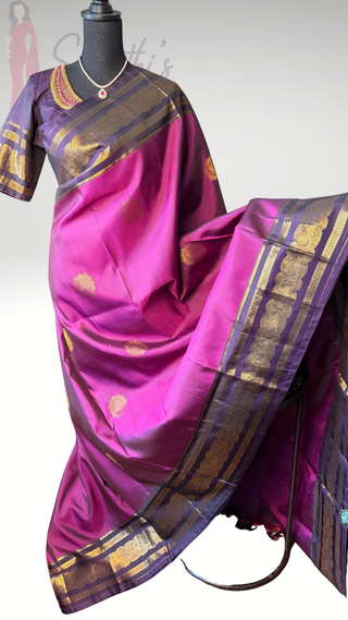Pure Handloom Magenta  kanchi vintage traditional kanchi pattu saree fine weave kanchi pattu bridal paired with hand embroidered blouses made to fit