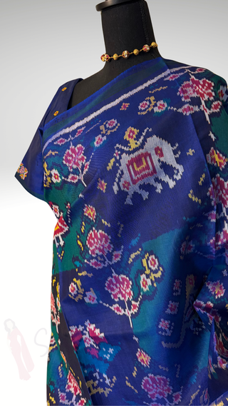 Pure Patola Silk Saree pure silk saree silk finish with Hand embroidered stitched blouse Partywear pooja wear ready to ship Saree USA altered to fit you