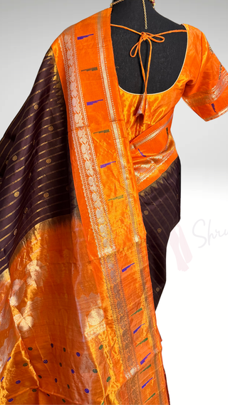 Pure Tissue Gadwal saree coffee brown saree  Gadwal with stitched blouse silk  saree pure silver zari tissue borders silk saree