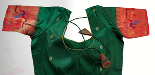Green blouse Gold pure zari border Paithani blouse online usa silk blouses ready to wear online shopping blouse online
