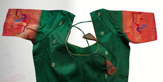 Green blouse Gold pure zari border Paithani blouse online usa silk blouses ready to wear online shopping blouse online