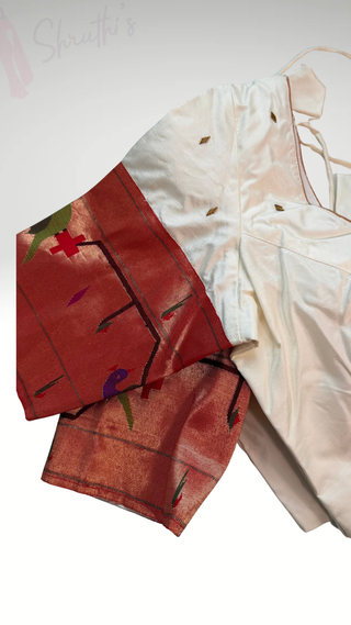 White silk blouse paithani blouse Gold pure zari Paithani border blouse online usa silk blouses ready to wear online shopping blouse online