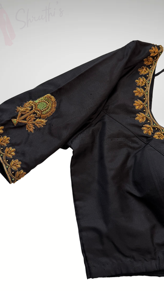 Pure silk Hand Embriodered black blouses stitched online USA