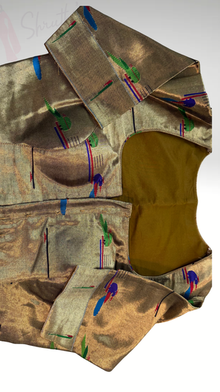 Paithani blouse Antique gold pure zari Paithani peacock blouse online usa silk blouses ready to wear online shopping blouse online