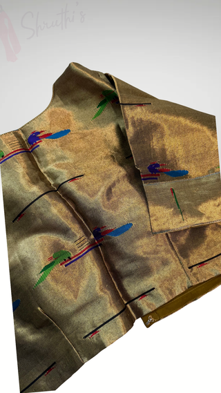Paithani blouse Antique gold pure zari Paithani peacock blouse online usa silk blouses ready to wear online shopping blouse online