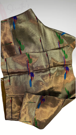 Paithani blouse Antique gold pure zari Paithani peacock blouse online usa silk blouses ready to wear online shopping blouse online