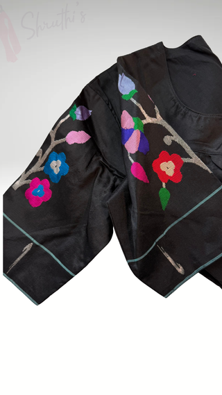 Black paithani blouse silver pure zari Paithani peacock blouse online usa silk blouses ready to wear online shopping blouse online