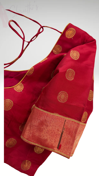 Red silk blouse Gold brocade pure zari Paithani blouse online usa silk blouses ready to wear online shopping blouse online
