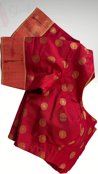 Red silk blouse Gold brocade pure zari Paithani blouse online usa silk blouses ready to wear online shopping blouse online