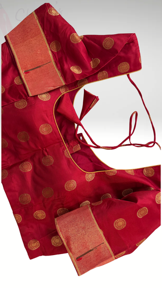 Red silk blouse Gold brocade pure zari Paithani blouse online usa silk blouses ready to wear online shopping blouse online