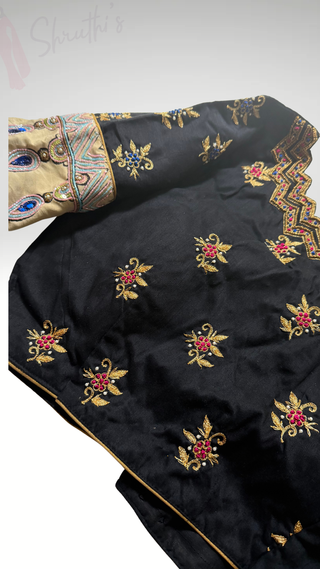 Pure black hand painted pen kalamkari stitched blouses