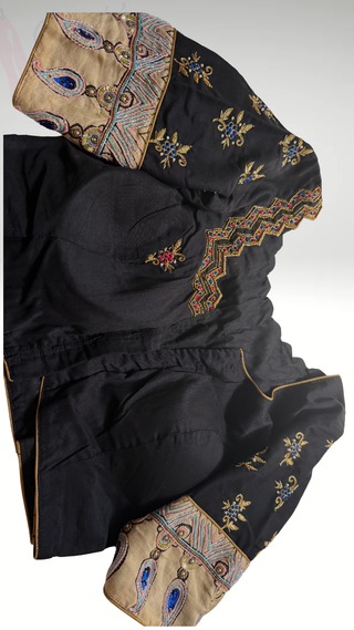 Pure black hand painted pen kalamkari stitched blouses