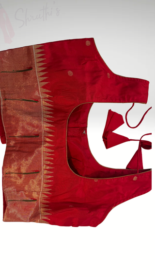 Red paithani sleeveless silk blouse Gold brocade pure zari Paithani blouse online usa silk blouses ready to wear online shopping blouse online front open