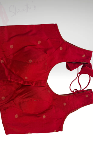Red paithani sleeveless silk blouse Gold brocade pure zari Paithani blouse online usa silk blouses ready to wear online shopping blouse online front open