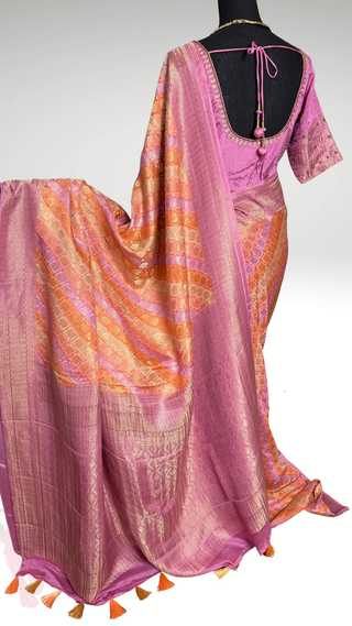 Pure Brocade pastel silk Rangkaat crepe high Gsm Mysore Soft Silk Saree beautiful embroidered saree Indian Wedding & Bridal Silk Saree ready to ship for bridal silk