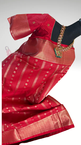 Pure Kanjivaram Red bridal Handloom pure silk silver zari embroidered blouse  Handloom silk saree pure zari  Muhurtam Wedding Saree with ready to wear ship Blouse Online USA