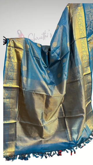Pure Handloom kanjivaram Shades of Beautiful Peacock Green Blue vaira oosi kanchi pattu saree fine weave kanchi pattu bridal