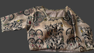 Embroidered silk blouse madhubani blouse beige silk blouse pure online indian wedding online usa pure silk saree online