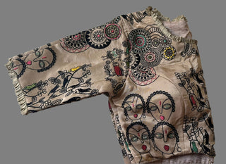Embroidered silk blouse madhubani blouse beige silk blouse pure online indian wedding online usa pure silk saree online